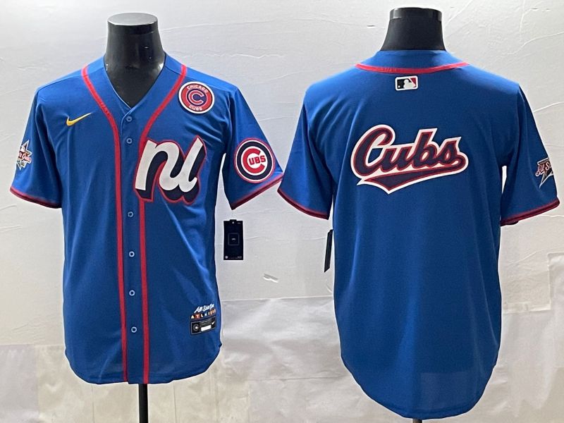 Men 2025 Chicago Cubs Blank Blue All star Blank Blue Nike MLB Jersey style 4->chicago cubs->MLB Jersey